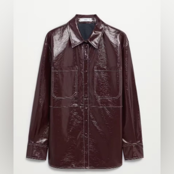 ▪️NWT Mango Patent finish overshirt with chest pockets - Picture 6 of 9